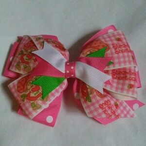 Handmade Boutique Vintage Strawberry Shortcake-inspired Stacked Hair Bow 🍓